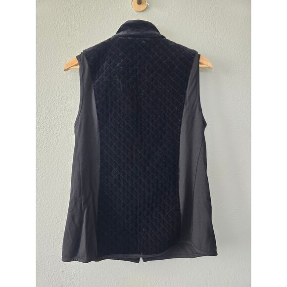 Susan Graver Weekend Women’s S Black Velvet Quilted Vest Zip Up Rhinestone - Picture 5 of 8